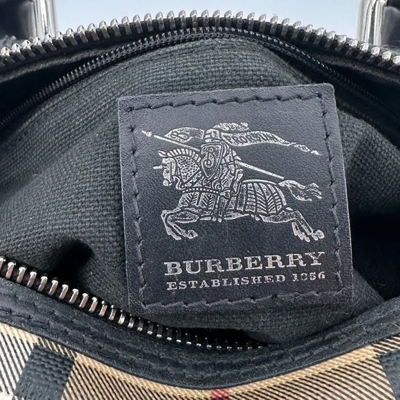 Vintage Y2K Burberry Chester House Check Coated Canvas Bowling Bag Satchel FLAWS Satchels